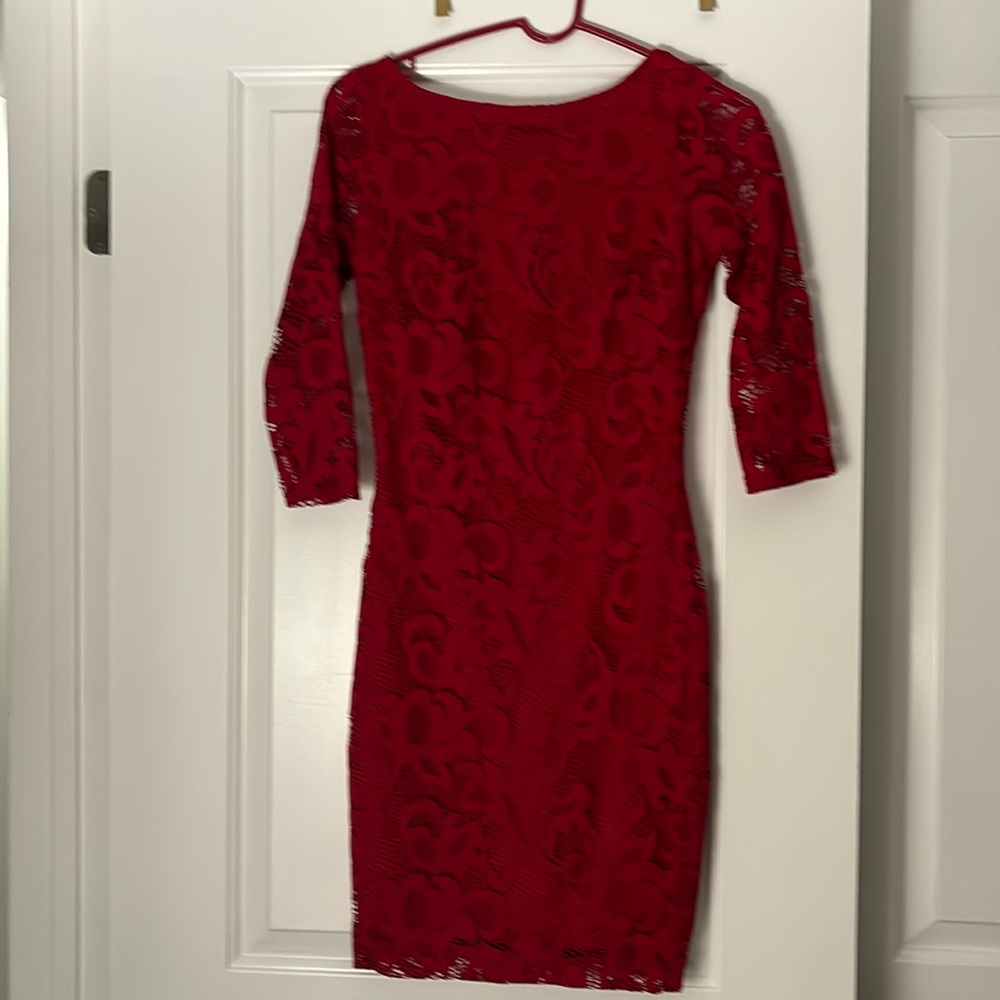 Red lace dress. Perfect for the holiday season!